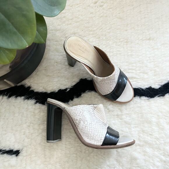 Rag & Bone Snake Embossed Leather Peep-Toe Heels - Picture 1 of 8